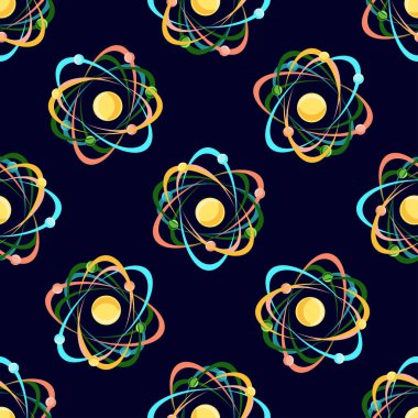 Koyu mavi zemin üzerine atom seamless modeli.