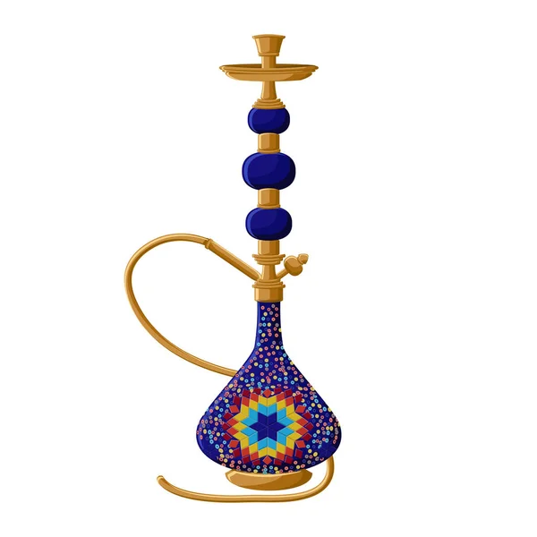 Traditional turkish ceramic blue hookah isolated on white background. — Stock Vector