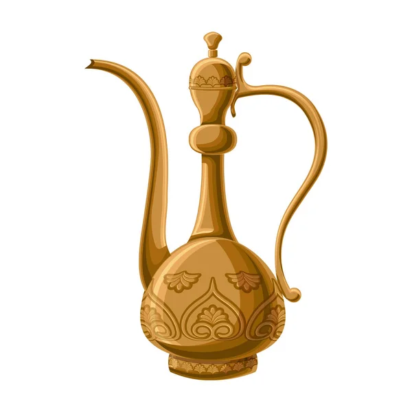 白色背景的土耳其传统装饰铜水罐. — 图库矢量图片