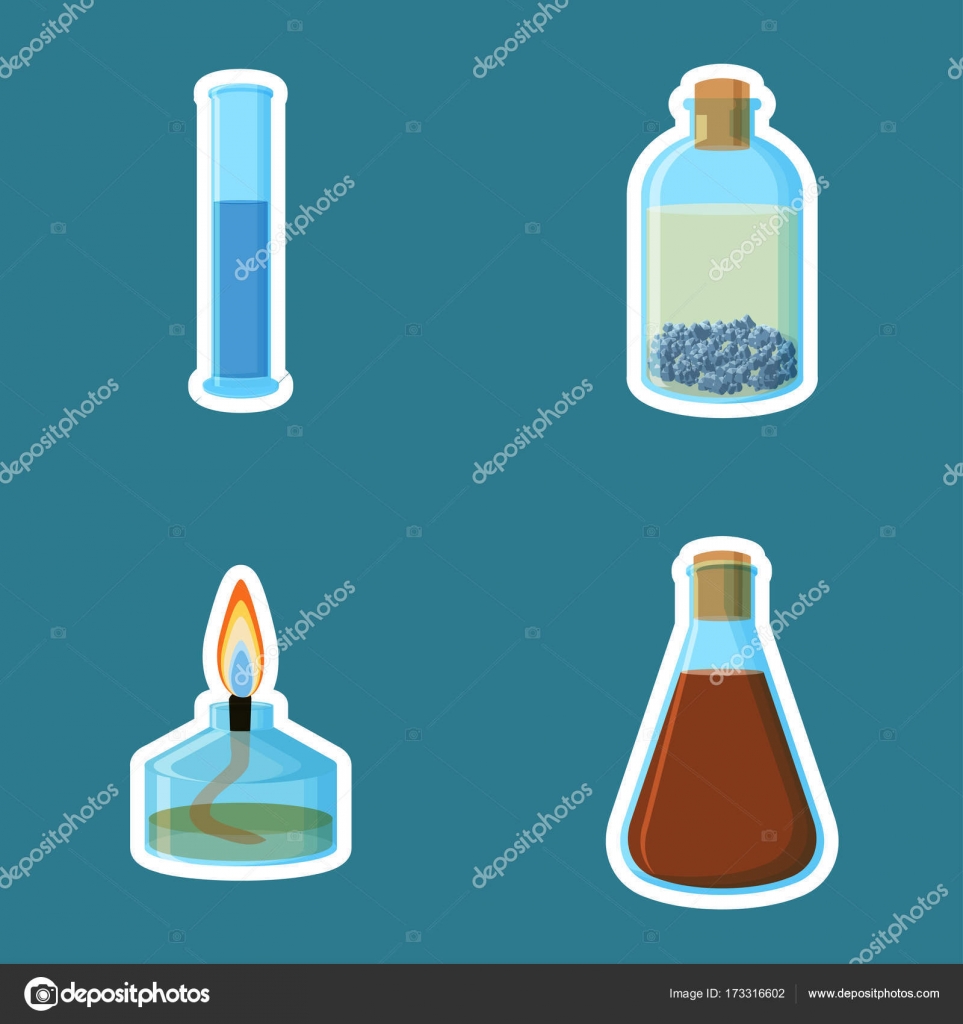 Chemical Equipment Cylinder With Liquid Bottle With Metal Under Oil Alcohol Burner Flask With Liquid Stock Vector C Inkoly 173316602