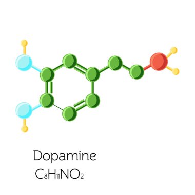 Chemical molecular formula hormone dopamine. clipart