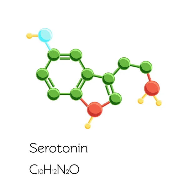 Fórmula química estrutural da hormona serotonina isolada no fundo branco . —  Vetores de Stock