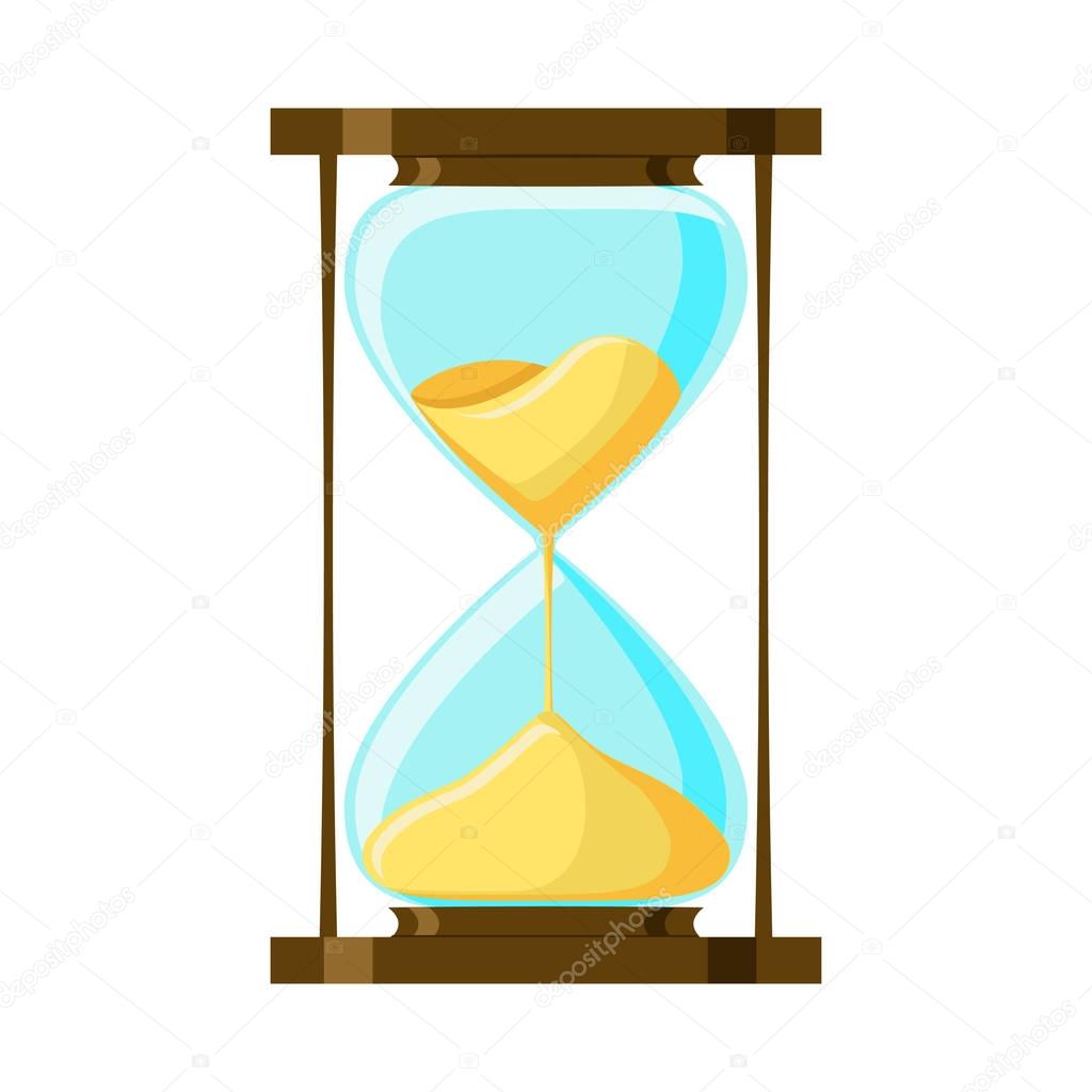 Cartoon hourglass isolated on white background.
