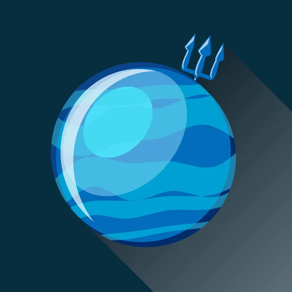 Neptune planet icon mit langem Schatten. — Stockvektor