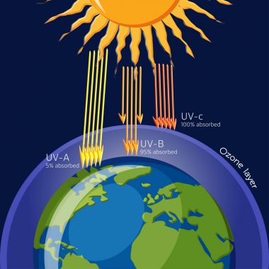 Ultraviyole radyasyon korunma ozon tabakası.