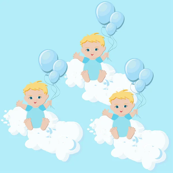 Baby jongens drieling — Stockvector