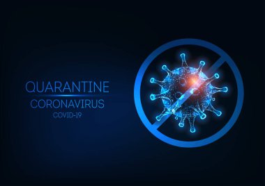 Gelecekçi Coronavirus, Covid-19 virüs hücreli web pankartı ve dur işareti