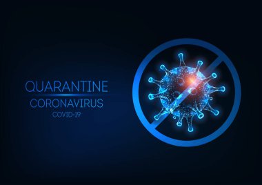 Gelecekçi Coronavirus, Covid-19 virüs hücreli web pankartı ve dur işareti