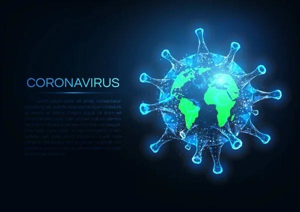 Coronavírus futurista covid-19 espalhado pelo conceito mundial —  Vetores de Stock