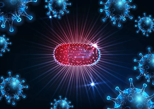 Médicament Antiviral Futuriste Contre Coronavirus Sars Cov2 Maladie Virale Covid — Image vectorielle