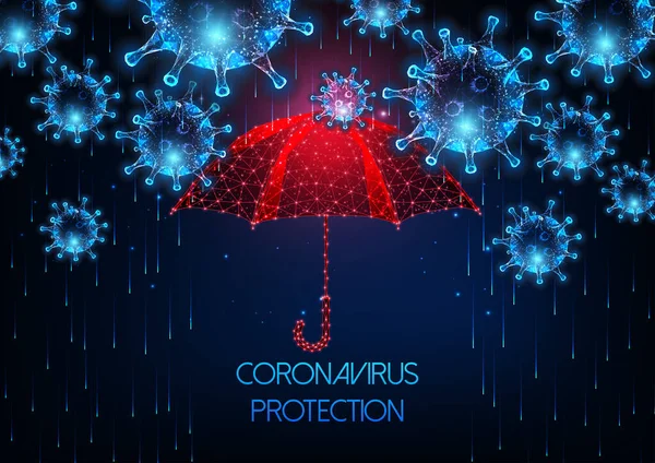 Konsep perlindungan penyakit coronavirus Futuristic covid-19 pada biru tua - Stok Vektor