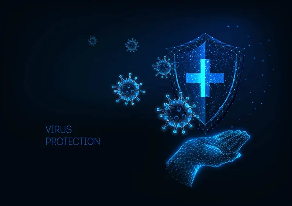 Futurisztikus orvosi védelem a koronavírus ellen Covid-19 betegség fogalma — Stock Vector