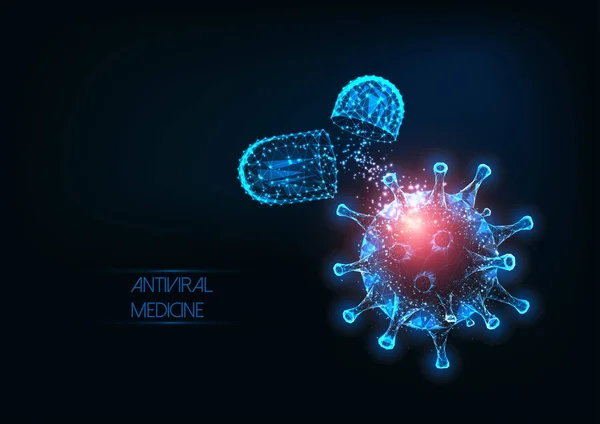 Футуристичні противірусні таблетки проти коронавірусної ковірусної хвороби-19 — стоковий вектор