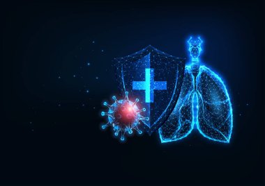 Gelecekçi akciğerler covid-19 koronavirüs hastalığından korunma web pankartı