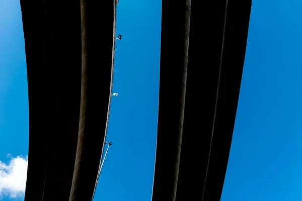 Silhouette of highway ramps on a sunny day — Stock Photo, Image