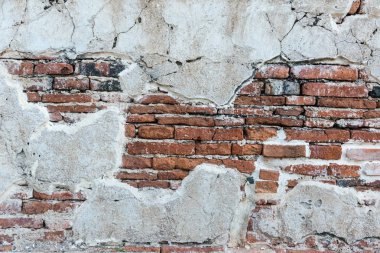 Lekeli koyu kahverengi ve kırmızı tuğla duvar eski dokusuna yıpranmış 