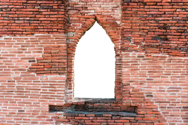 Weathered red brick window cut out