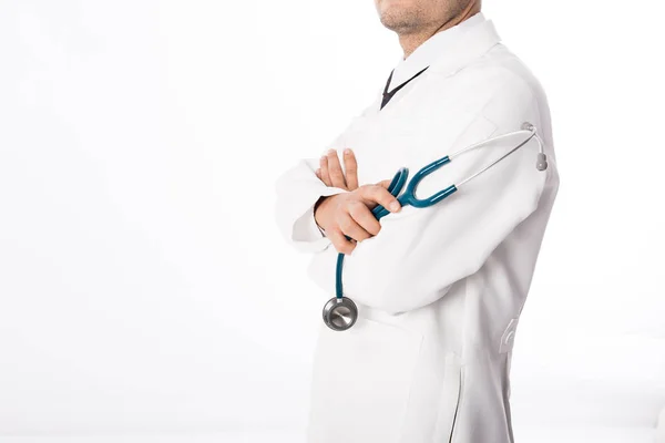Asiático médico masculino sobre fondo blanco — Foto de Stock