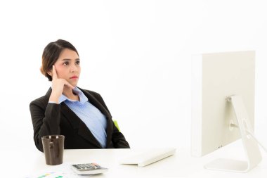 Takım b genç çekici emin Asyalı kadın iş kadını