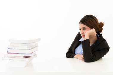 Genç çekici emin sıkılmış Asyalı kadın iş kadını 