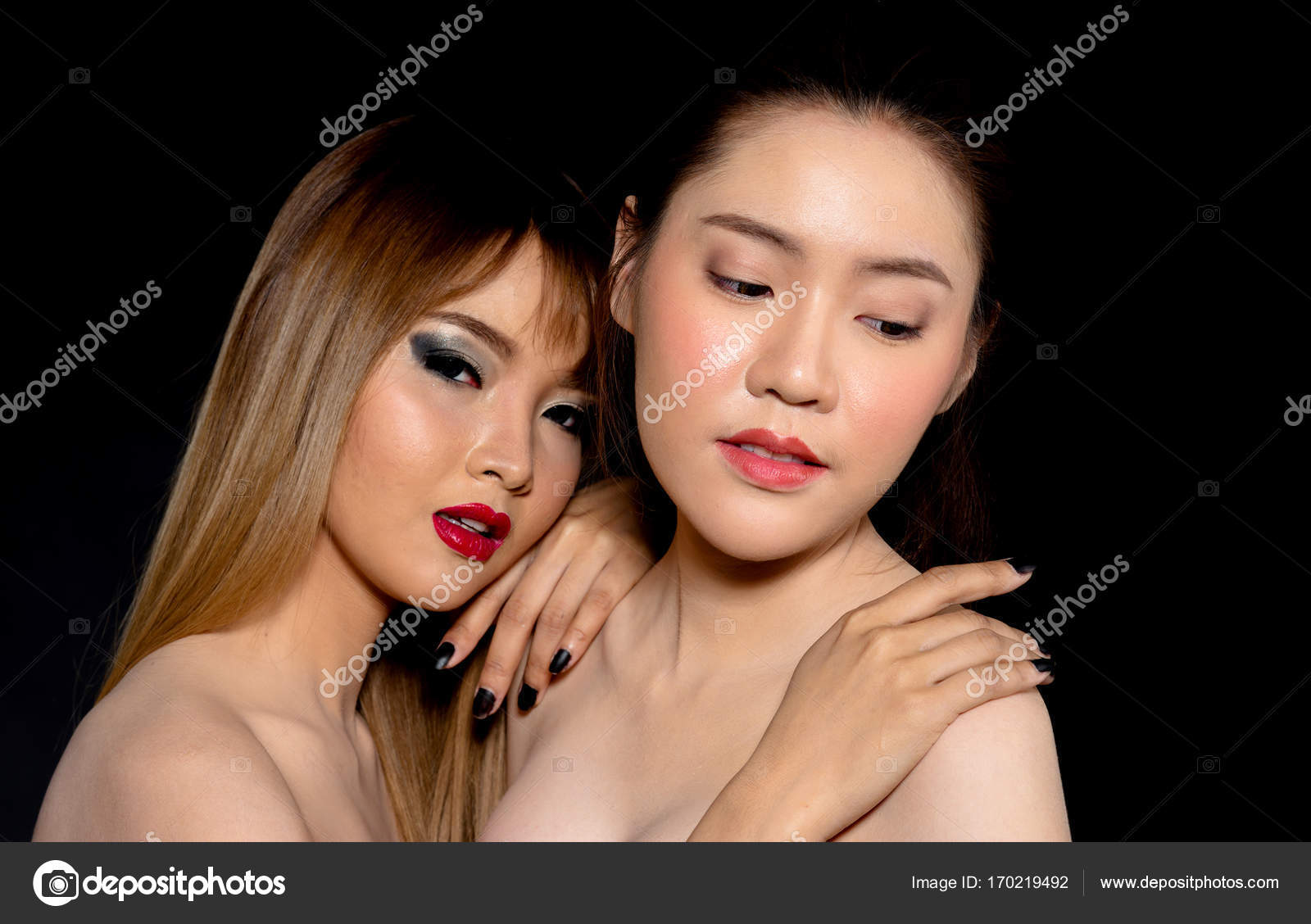 depositphotos 170219492 stock photo asian lesbian couple isolated on_
