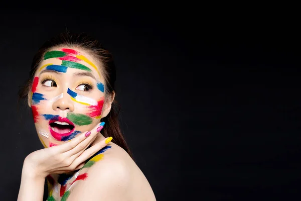 Body art trucco astratto con faccia a sorpresa . — Foto Stock