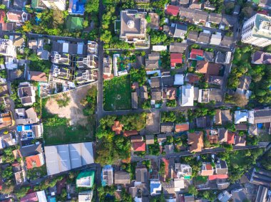 Bangkok şehir yerleşim bölgesi areial Üstten Görünüm. 