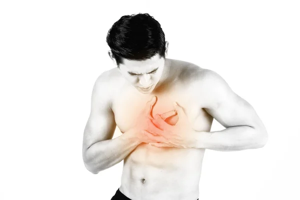 Fitness Health Concept Fit Sport Man Having Heart Attack Isolated — Stock Photo, Image
