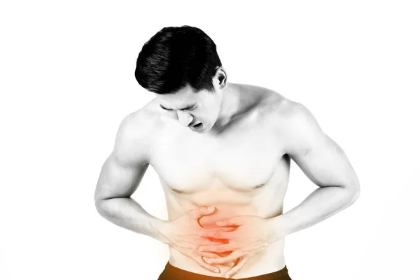 Fitness Health Concept Fit Sport Man Having Stomach Pain Isolated — Stock Photo, Image