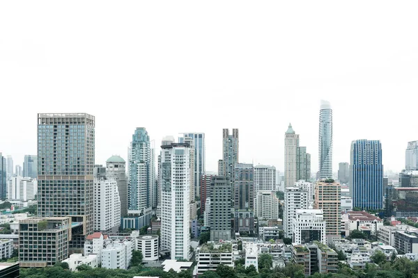 Paisaje Urbano Sobre Cielo Blanco Grupos Alto Edificio Comercial Sobre — Foto de Stock