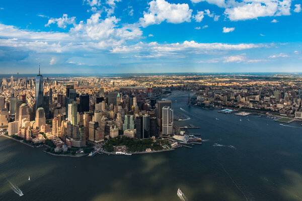 Aerial photo of Manhattan and Brooklyn. New York City.
