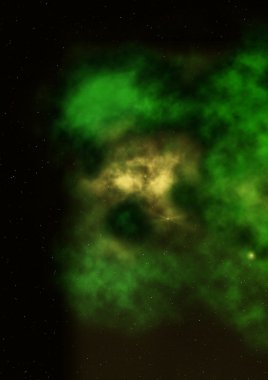 Uzayda bir yıldız alanı ve bir nebula