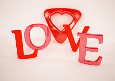 Boyutlu yazıt aşk. 3D çizim.