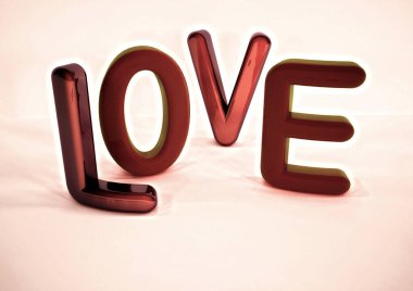 Boyutlu yazıt aşk. 3D çizim.