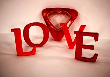 Boyutlu yazıt aşk. 3D çizim.