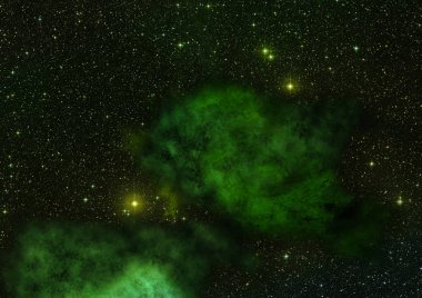 Uzayda bir yıldız alanı ve bir nebula