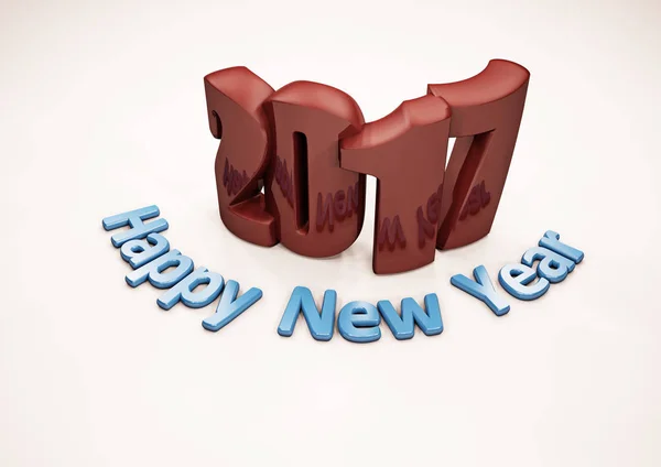 Happy New year 2017 inscription . 3D render. — Stock Photo, Image