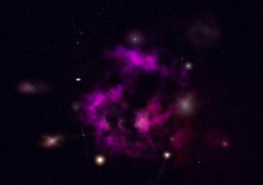 Uzayda bir yıldız alanı ve bir nebula