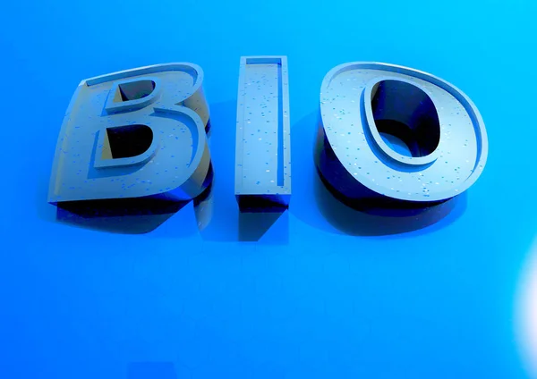 Bio. 3D render. Üveg szöveges háttérben. — Stock Fotó