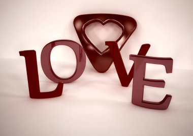 Boyutlu yazıt aşk. 3D çizim.