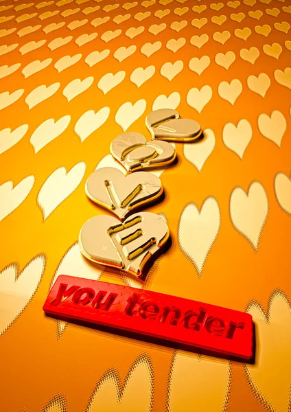 Love me tender. Composition for a card. 3D illustration. — Stock Photo, Image
