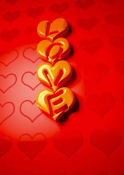 Inscripción el Amor hecho de corazones. Composición de una tarjeta . — Foto de Stock