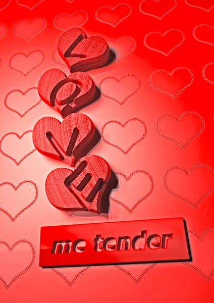 Love me tender. Composition for a card. 3D illustration. — Stock Photo, Image