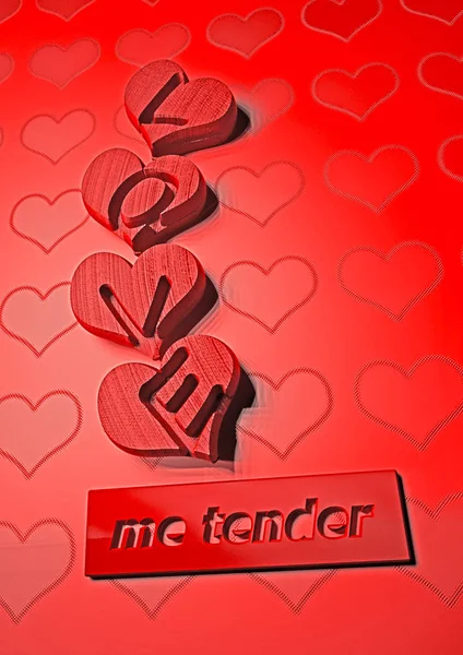 Love me tender. Composition for a card. 3D illustration. — Stock Photo, Image