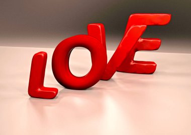 Boyutlu yazıt aşk. 3D çizim.