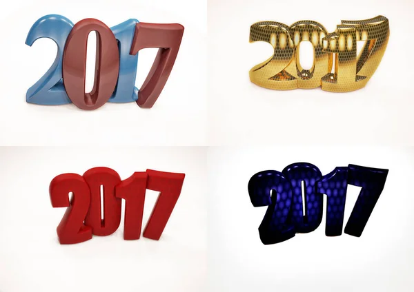 Uusi vuosi 2017 merkinnät. 3D-renderointi . — kuvapankkivalokuva