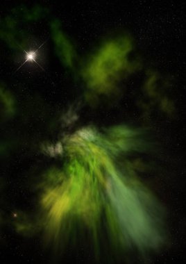 Uzayda bir yıldız alanı ve bir nebula