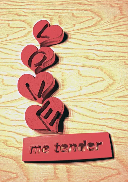 Love me tender. Composition for a card. 3D illustration.