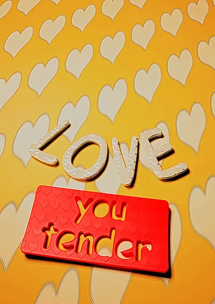Inscription LOVE you tender. 3D rendering. — Stock Photo, Image