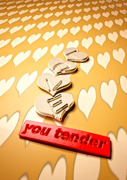 Inscriptie LIEFDE u tender. 3D-weergave. — Stockfoto